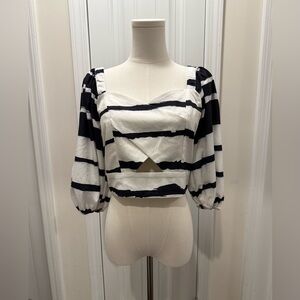 Tea & Cup Black and White Cropped Top